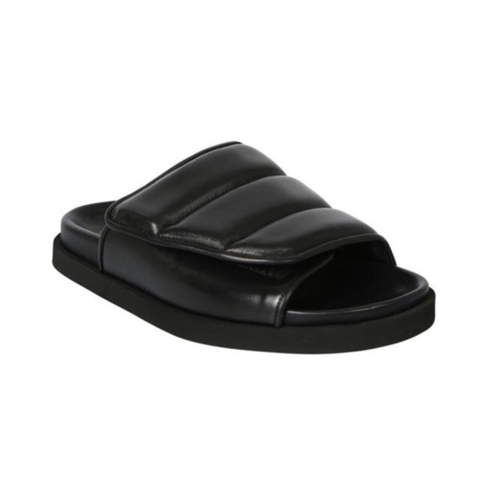 Gia Borghini Sandals Padded Strap Slides Quilted in Black